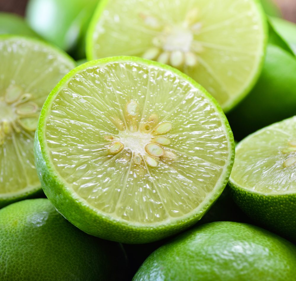 Close up shot of wet limes